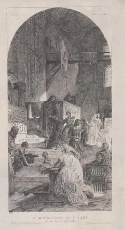 Bernardino da Feltre dà il pane nella carestia - Civica Raccolta delle Stampe Achille Bertarelli